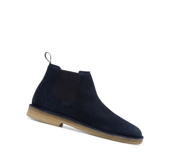 Botines Chelsea Clarks Desert Gamuza Hombre Azul Marino | MWDY-58072