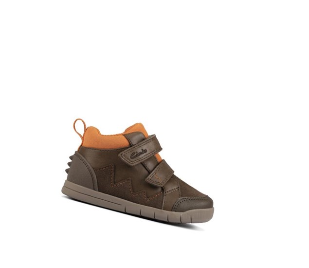 Botines Clarks Rex Park Cuero Niña Kaki | SQPY-60928