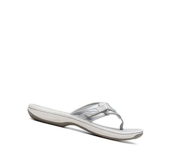 Chanclas Clarks Brinkley Sea Sintetico Mujer Plateadas | GLQK-25809