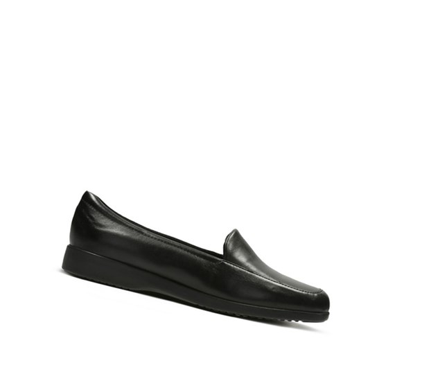 Loafers Clarks Georgia Cuero Mujer Negras | ZNHW-53614