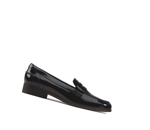 Loafers Clarks Hamble Charol Cuero Mujer Negras | BSQR-53794