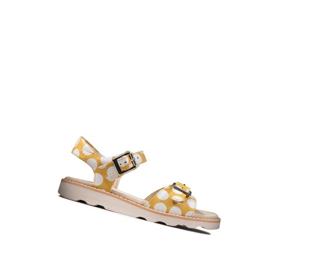 Sandalias Casuales Clarks Crown Bloom Gamuza Niña Amarillo | SXJW-72814