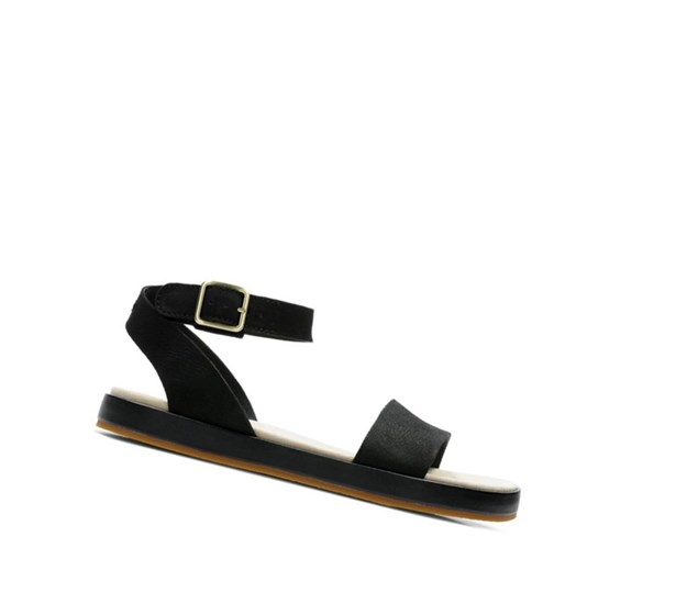 Sandalias Planas Clarks Botanic Ivy Nubuck Mujer Negras | UOPR-86351