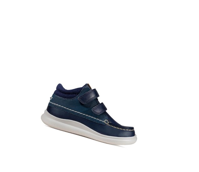 Zapatillas Casuales Clarks Crest Tuktu Cuero Niña Azul Marino | GSVU-91367