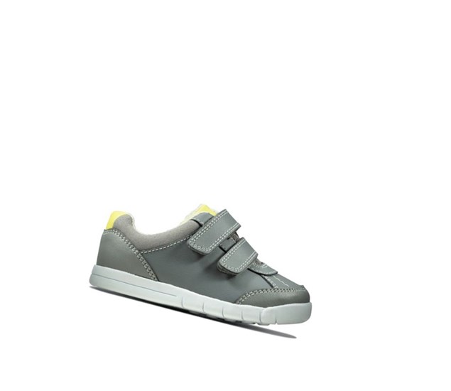 Zapatillas Casuales Clarks Emery Sky Cuero Niño Gris | VUMZ-42031