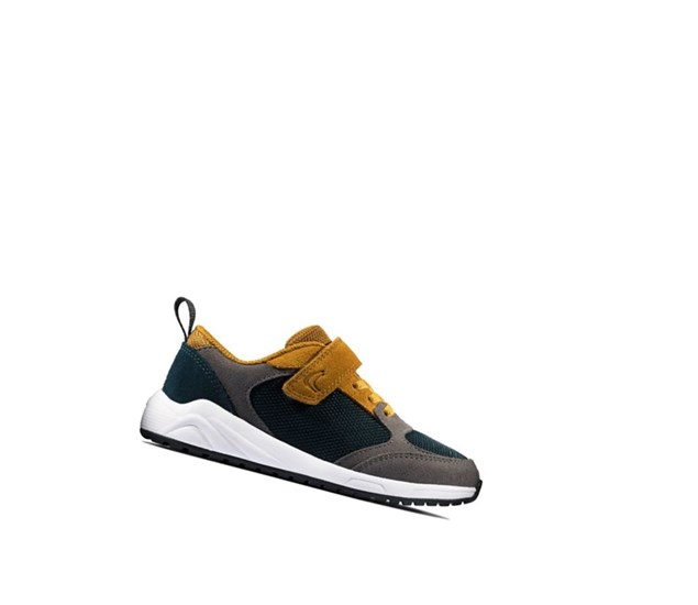 Zapatillas Clarks Aeon Flex Textil Niña Gris Oscuro Amarillo | MKUS-05281