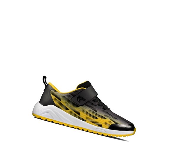 Zapatillas Clarks Aeon Pace Cuero Niño Negras Amarillo | DBUZ-38679