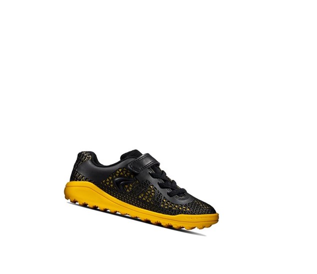 Zapatillas Clarks Award Swift Niño Negras Amarillo | NFTD-05172