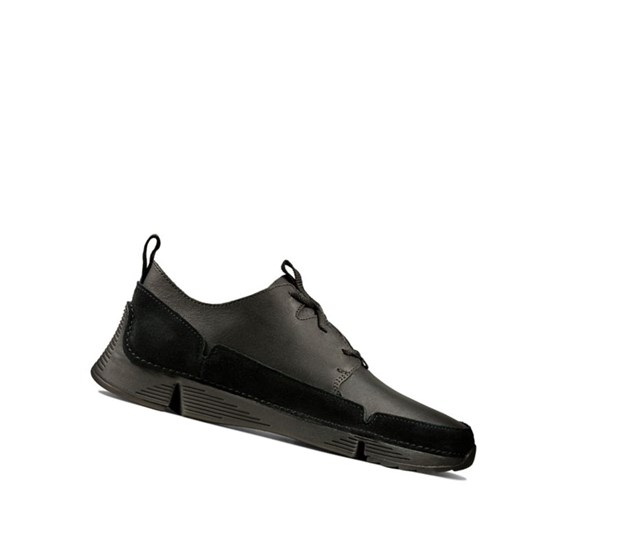 Zapatillas Clarks Tri Solar Cuero Hombre Negras | MRZJ-12795