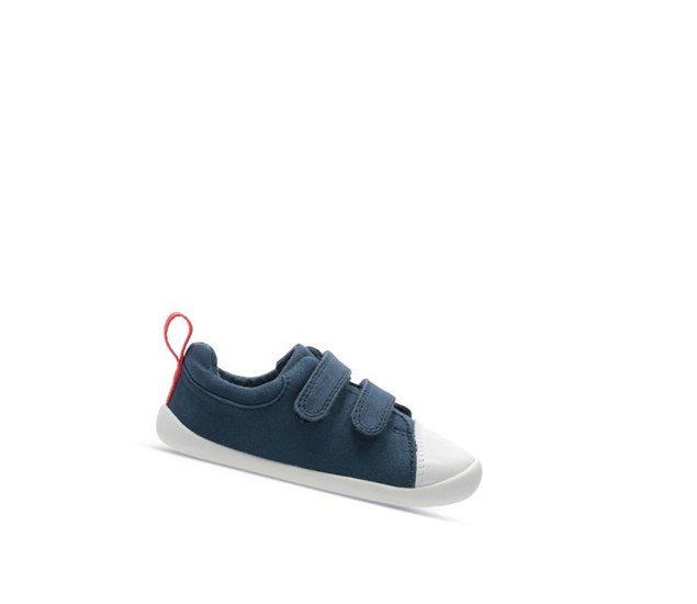 Zapatillas Para Caminar Clarks Roamer Craft Lona Textil Niña Azul Marino | ZHXO-13725