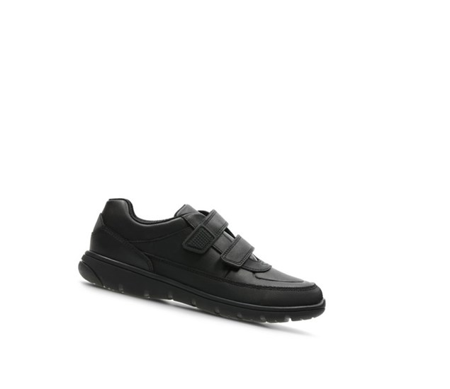 Zapatillas Para Caminar Clarks Venture Walk Cuero Niño Negras | SJTP-46927