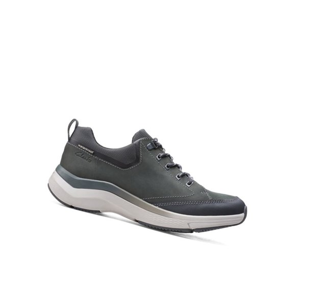 Zapatillas Para Caminar Clarks Wave 2.0 Vibe Nubuck Cuero Anchos Fit Hombre Gris Oscuro | GMOA-19203