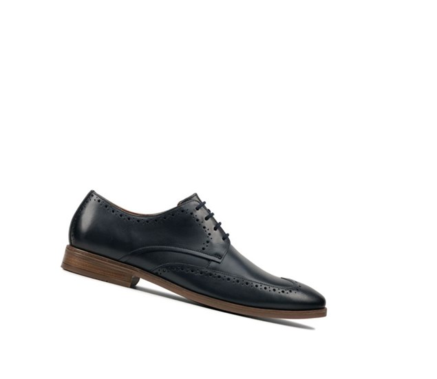 Zapatos Brogue Clarks Stanford Limit Cuero Hombre Azul Marino | YRUW-23790