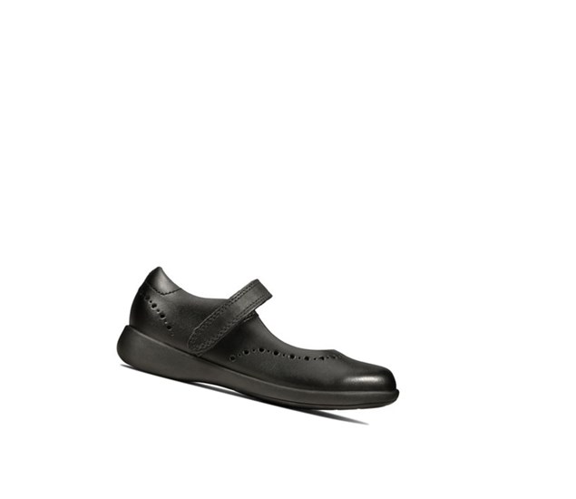 Zapatos Escolares Clarks Etch Craft Cuero Niña Negras | YJDZ-76012