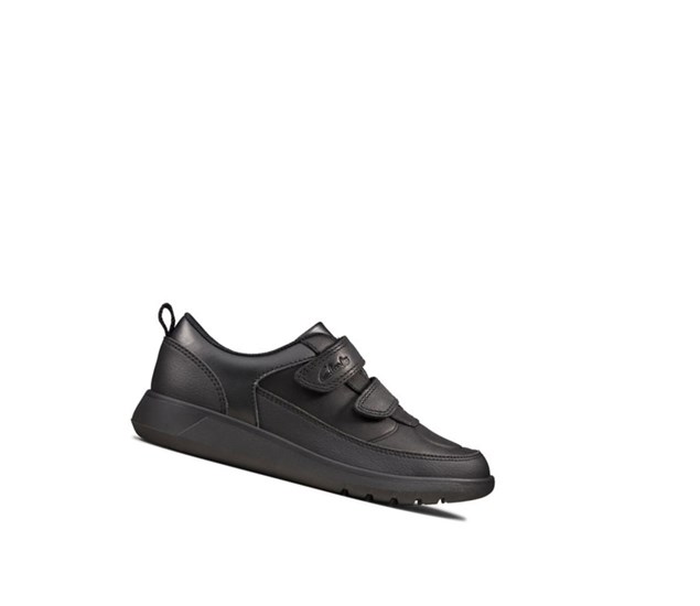 Zapatos Escolares Clarks Scape Flare Cuero Niña Negras | RTUQ-92503