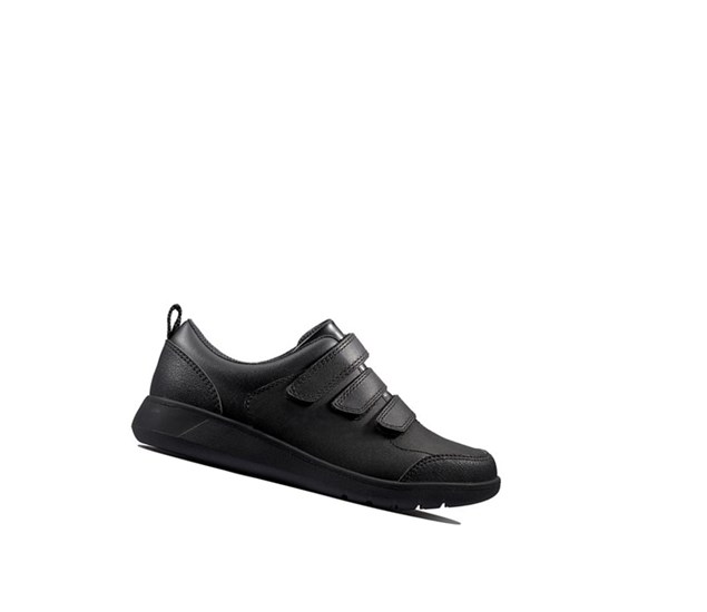 Zapatos Escolares Clarks Scape Sky Cuero Niño Negras | YWRG-12473