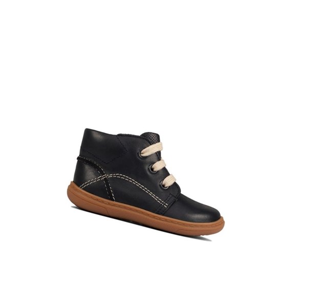 Zapatos Piel Clarks Flash Cuero Niño Azul Marino | MCJY-90672