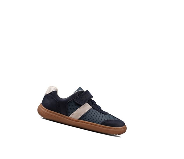 Zapatos Piel Clarks Flash Step Cuero Niño Azul Marino | REMZ-27986