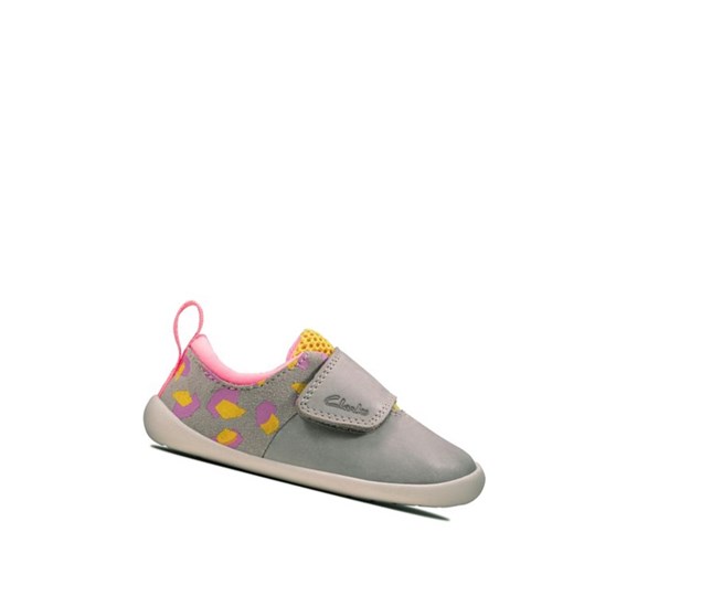 Zapatos Piel Clarks Roamer Deporte Cuero Niño Gris Camuflaje | TRAJ-09618