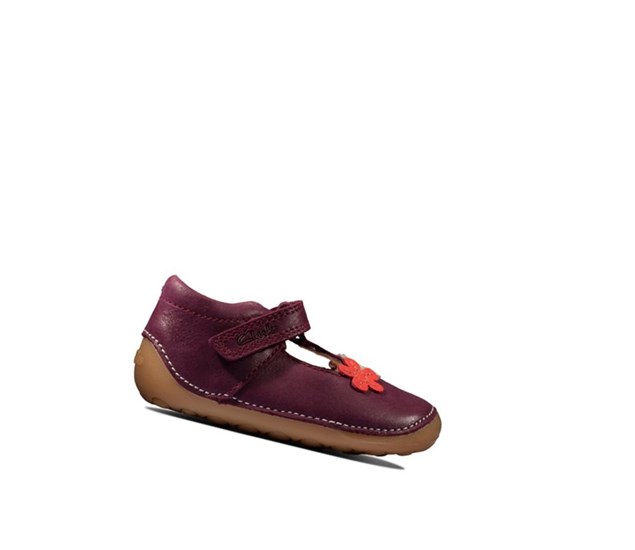 Zapatos Piel Clarks Tiny Sun Cuero Niña Burdeos | REGW-03871