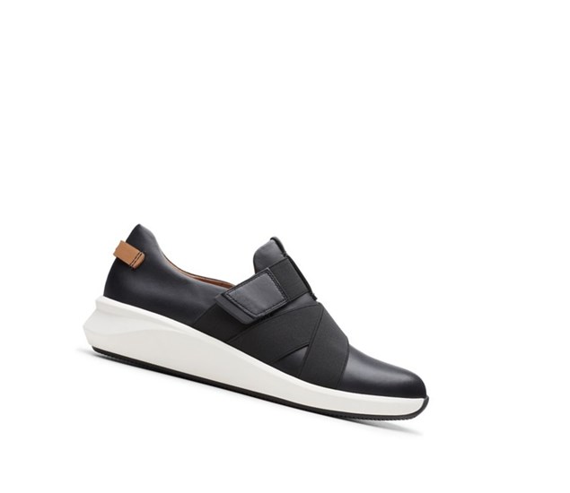 Zapatos Piel Clarks Un Rio Correa Cuero Anchos Fit Mujer Negras | PVKL-14093