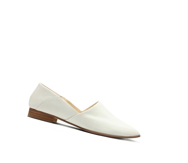 Zapatos Slip On Clarks Pure Tone Cuero Anchos Fit Mujer Blancas | NQUR-26071