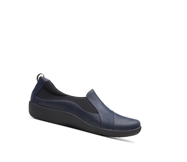 Zapatos Slip On Clarks Sillian Paz Anchos Fit Mujer Azul Marino | RJUP-69180