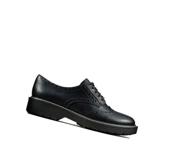 Zapatos con Cordones Clarks Witcombe Echo Cuero Mujer Negras | GYMK-61890