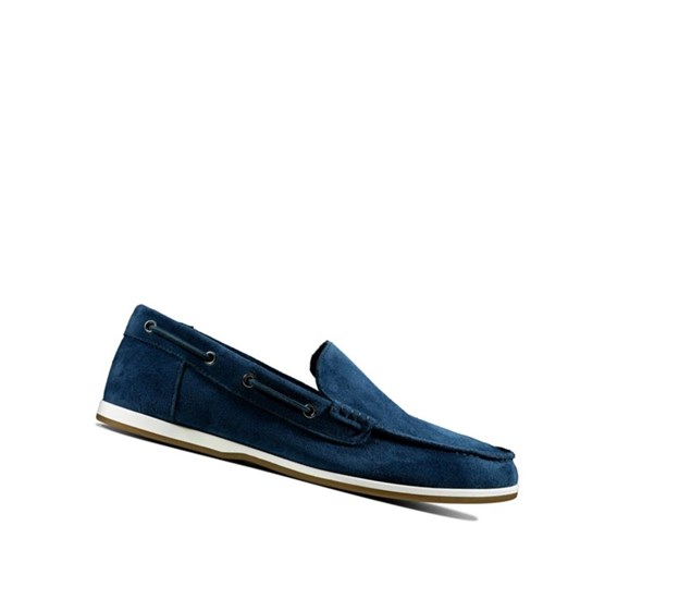 Zapatos del Barco Clarks Morven Sun Gamuza Hombre Azul Marino | IEPK-49032