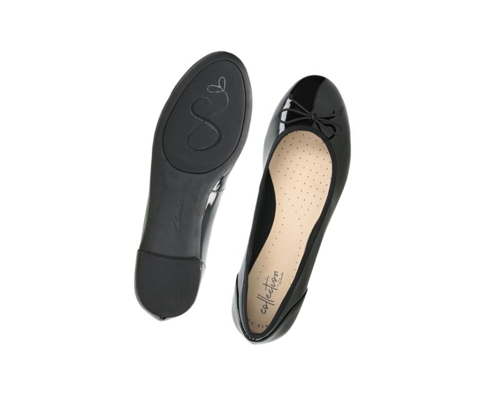 Ballerinas Clarks Couture Bloom Charol Mujer Negras | QWTK-72531