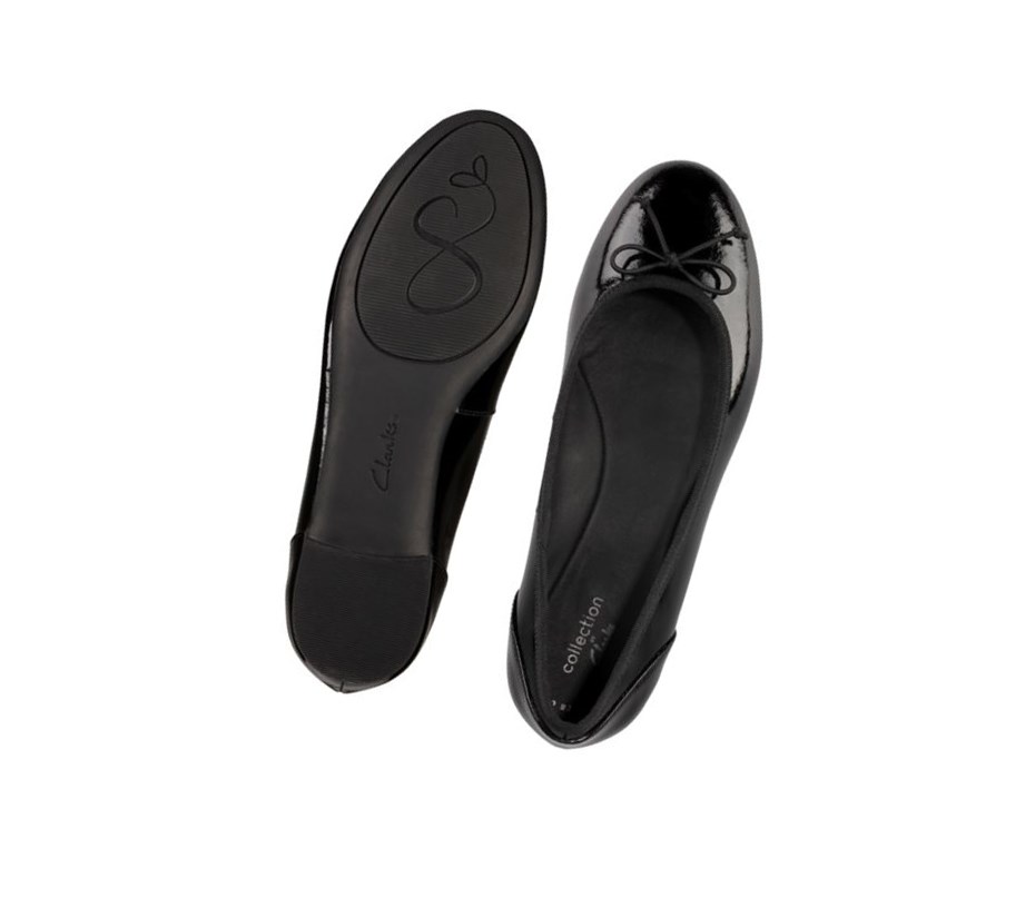 Ballerinas Clarks Patale Charol Cuero Mujer Negras | ZIWX-40275