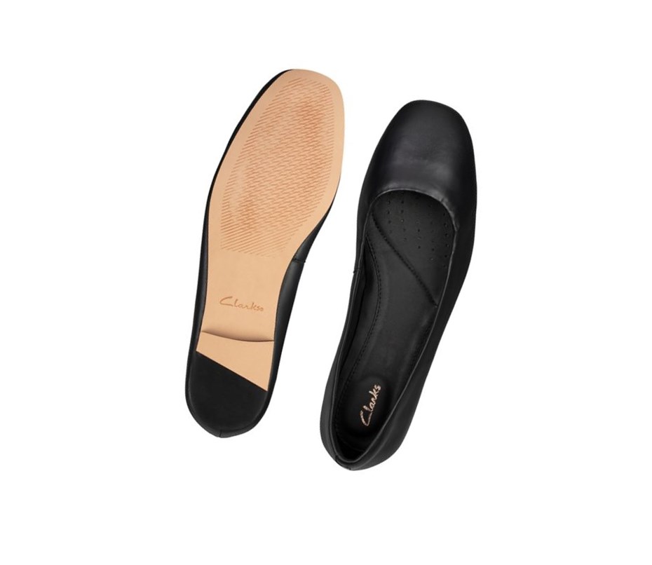 Ballerinas Clarks Pure 2 Cuero Mujer Negras | GJVU-67831