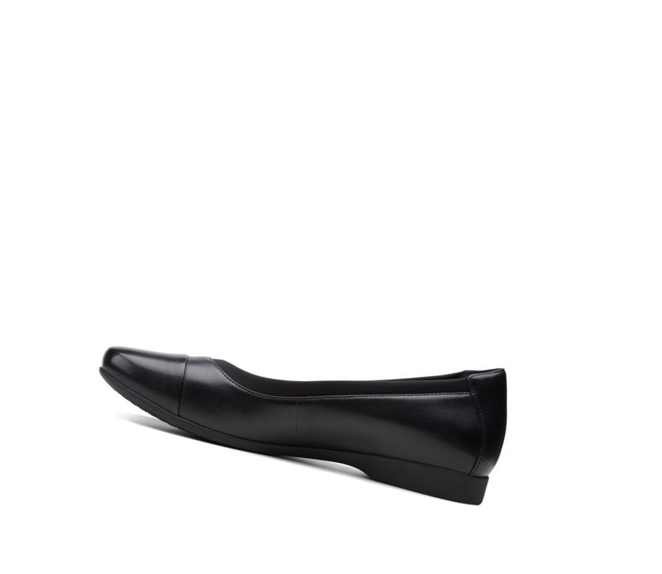 Ballerinas Clarks Un Darcey Cap 2 Cuero Mujer Negras | RHUP-69437