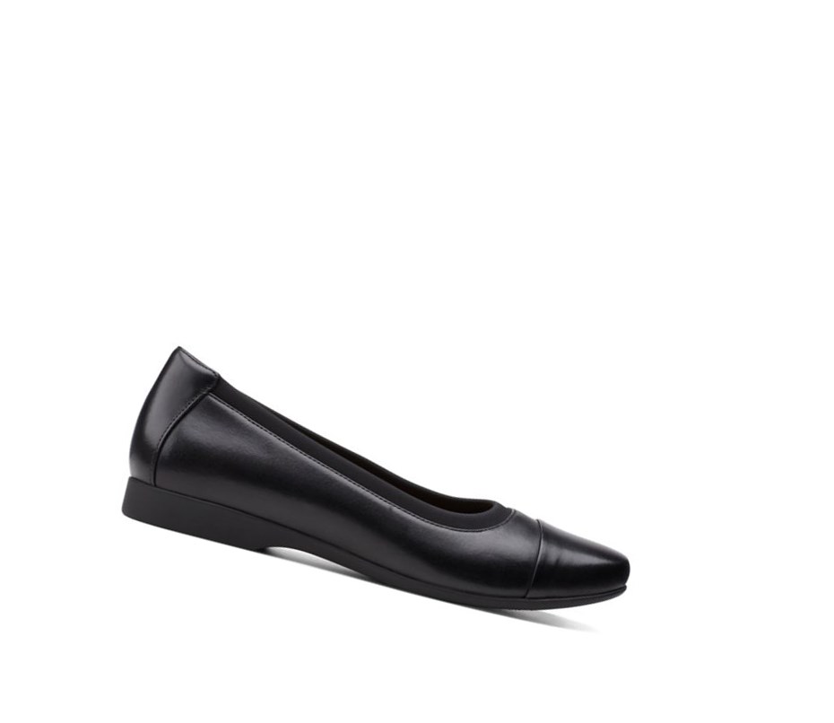 Ballerinas Clarks Un Darcey Cap 2 Cuero Mujer Negras | RHUP-69437