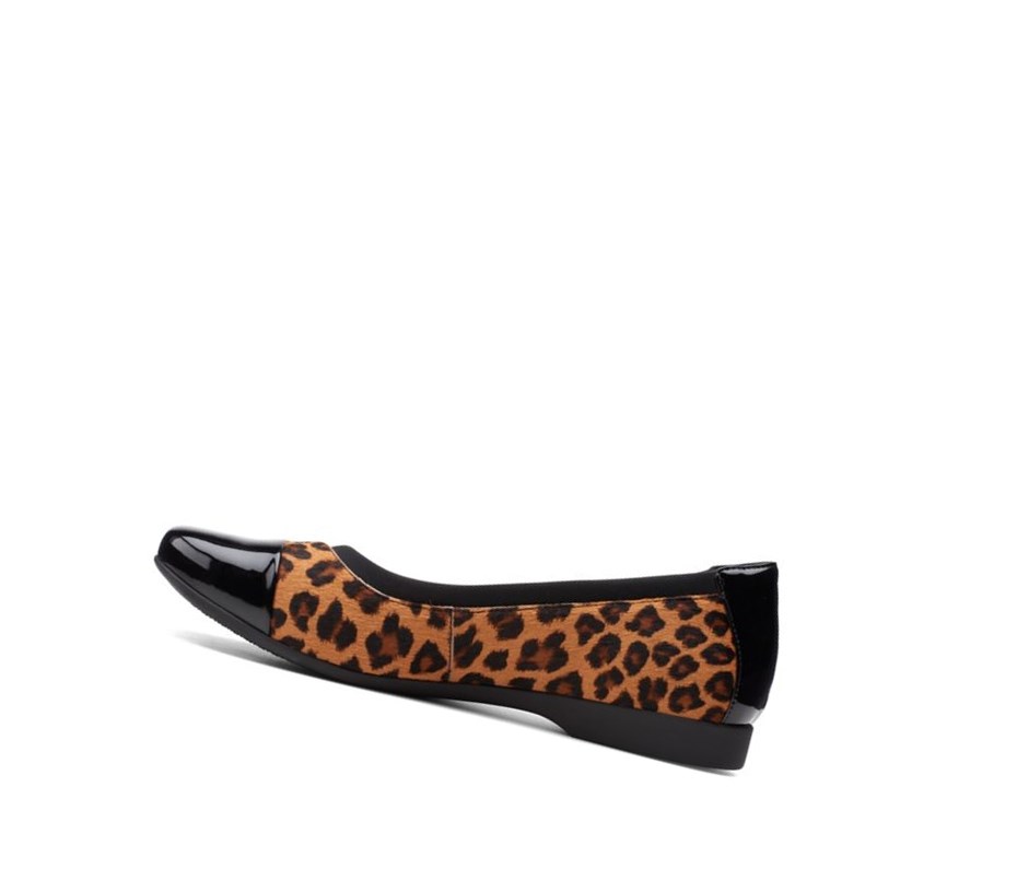 Ballerinas Clarks Un Darcey Cap 2 Print Pony Cuero Mujer Leopardo | PBXL-63489