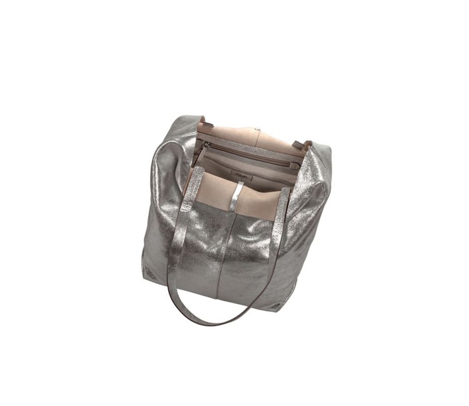 Bolso Tote Clarks Hanley Dawn Cuero Mujer Plateadas | HLXY-31564