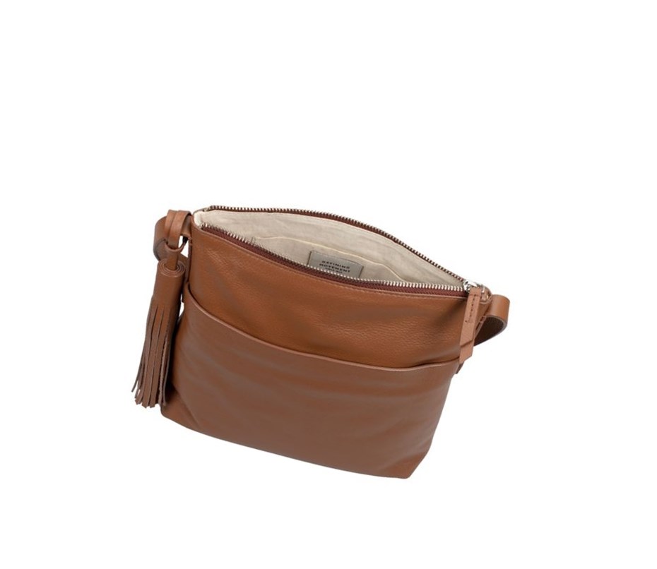 Bolsos Cruzados Clarks Topsham Shine Cuero Mujer Marrones | ZOML-18926