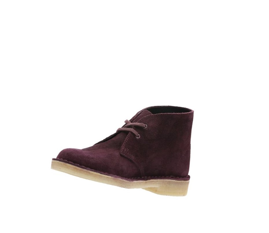 Botas De Desierto Clarks Originales Gamuza Mujer Burdeos | NSUW-10786