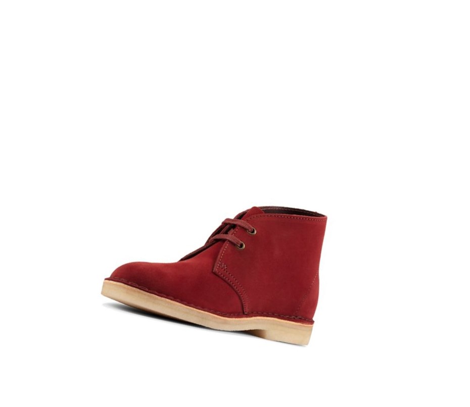 Botas De Desierto Clarks Originales Gamuza Mujer Rojas | RWMG-39874