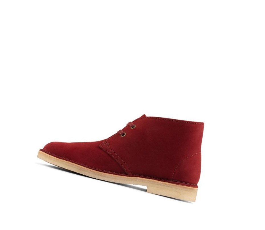 Botas De Desierto Clarks Originales Gamuza Mujer Rojas | RWMG-39874