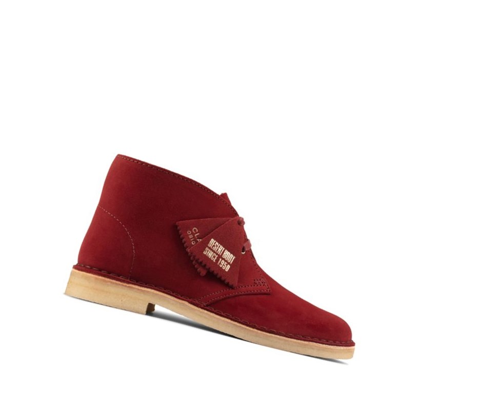 Botas De Desierto Clarks Originales Gamuza Mujer Rojas | RWMG-39874