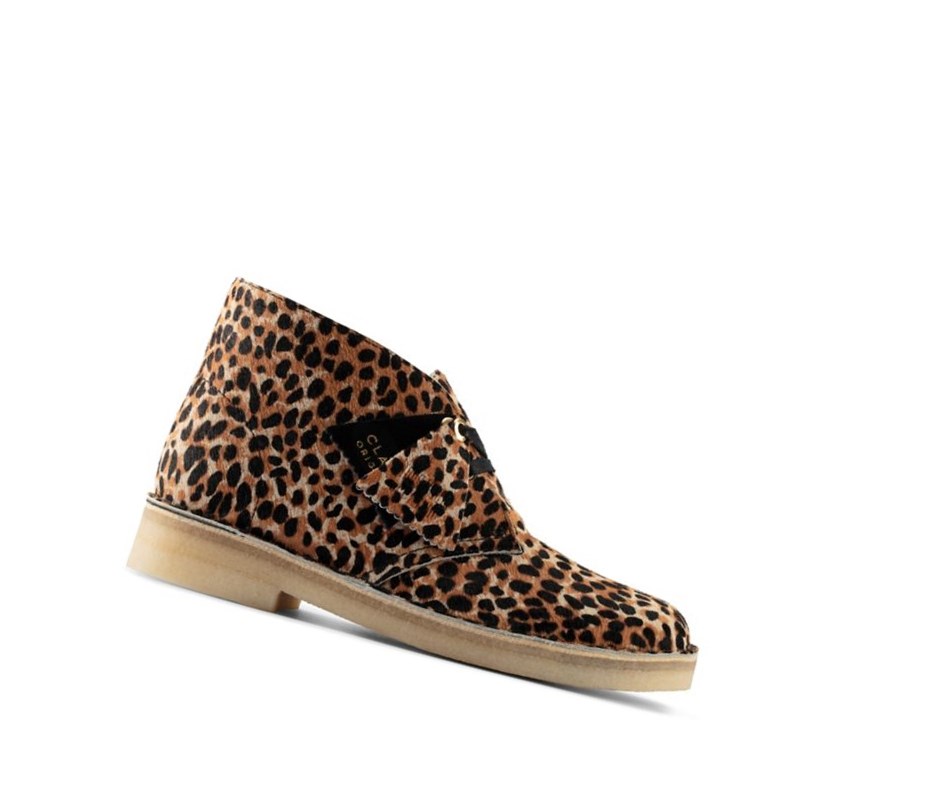 Botas De Desierto Clarks Originales Print Pony Cuero Mujer Leopardo | BIKX-40329