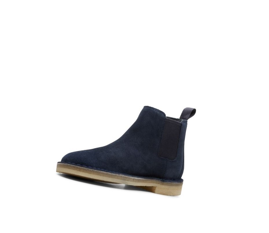 Botines Chelsea Clarks Desert Gamuza Hombre Azul Marino | MWDY-58072