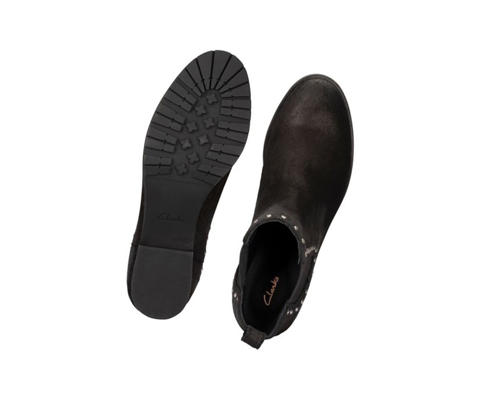 Botines Chelsea Clarks Mila Top Cuero Mujer Negras | KWVE-02847