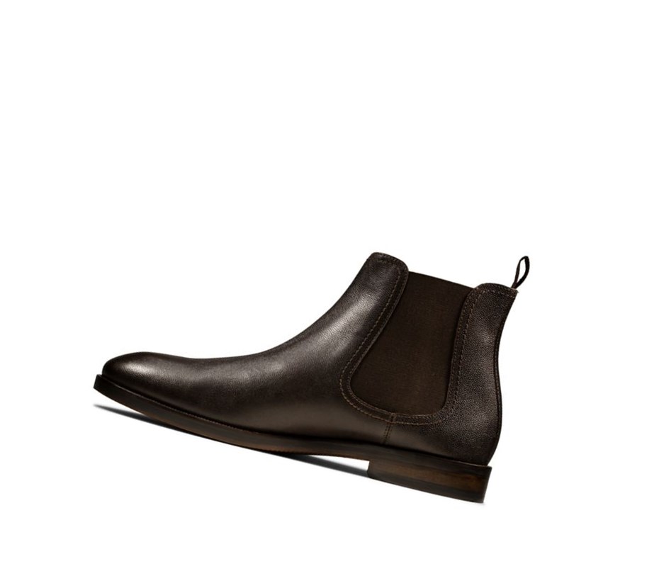 Botines Chelsea Clarks Oliver Top Cuero Hombre Marrones Oscuro | NJMH-52984