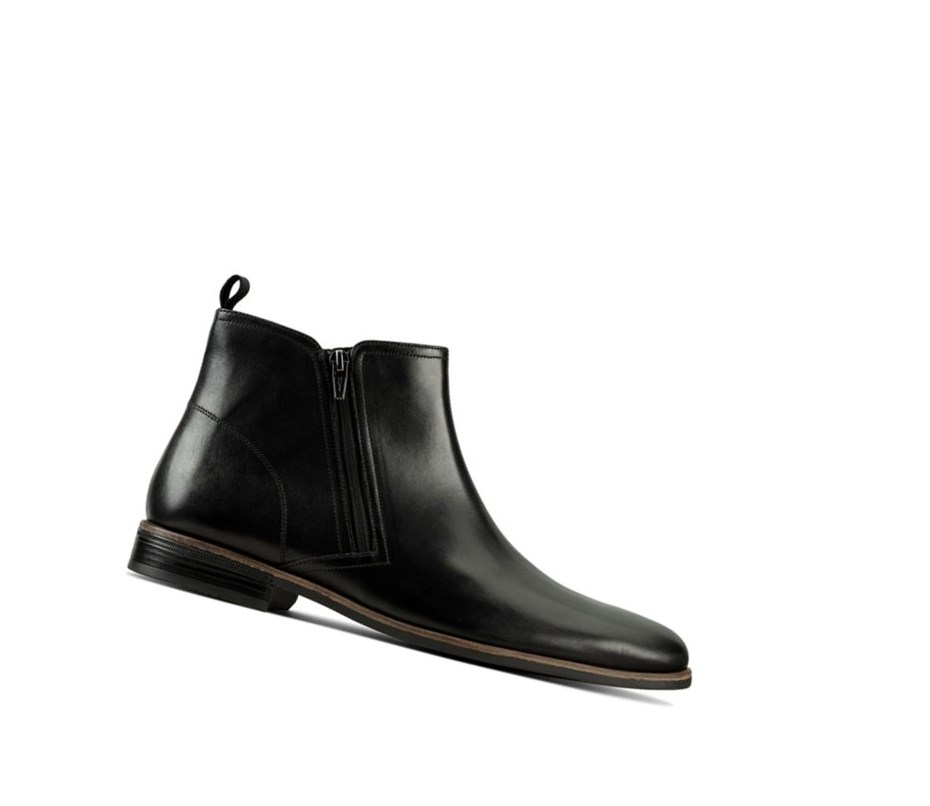 Botines Chelsea Clarks Stanford Zip Cuero Hombre Negras | YMWO-24579