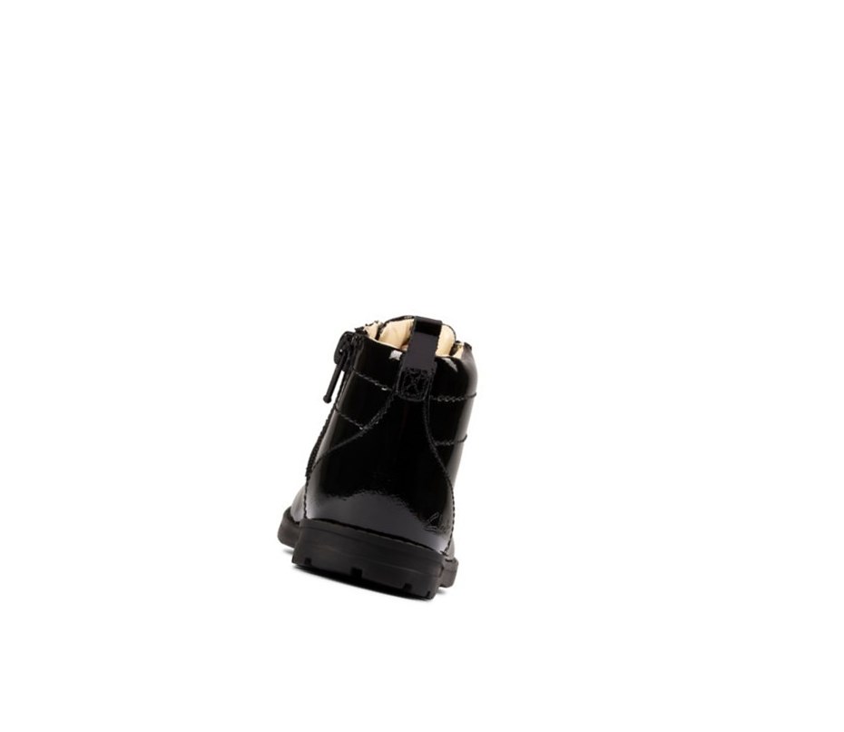 Botines Clarks Astrol Encaje Charol Textil Niña Negras | KXOB-65107