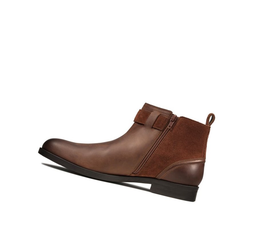 Botines Clarks Brocton Zip Cuero Hombre Marrones | GHSV-53749