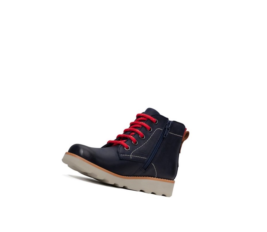 Botines Clarks Crown Hike Cuero Niño Azul Marino | VOFQ-15094