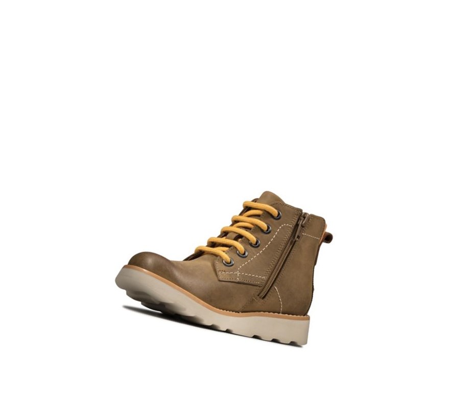 Botines Clarks Crown Hike Cuero Niño Marrones | GDLC-51976